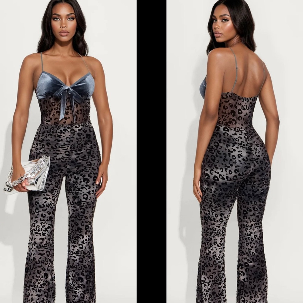 BRAND NEW Leave No Trace Leopard Mesh Jumpsuit - Teal/combo